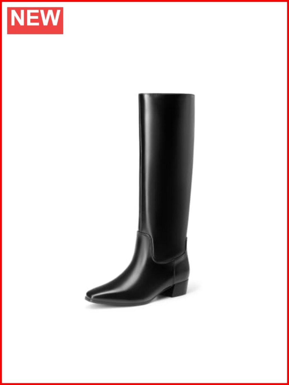 Knee-High Faux Leather Zip Boots Cushioned Block Heel Women Fall
